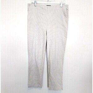 Massimo Fabbro Dress Pants Womens Size 12 White Ankle Check Italy Pullon Stretch